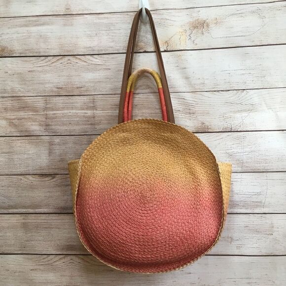 NEW WITHOUT TAGS CIRCULAR STRAW TOTE BAG - Picture 1 of 6